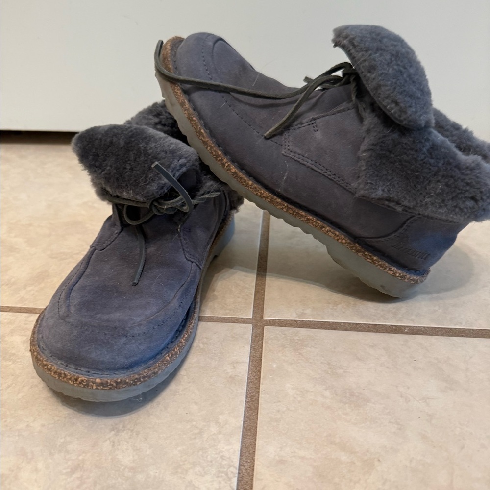 Birkenstock Baaki Grey Shearling Suede 38